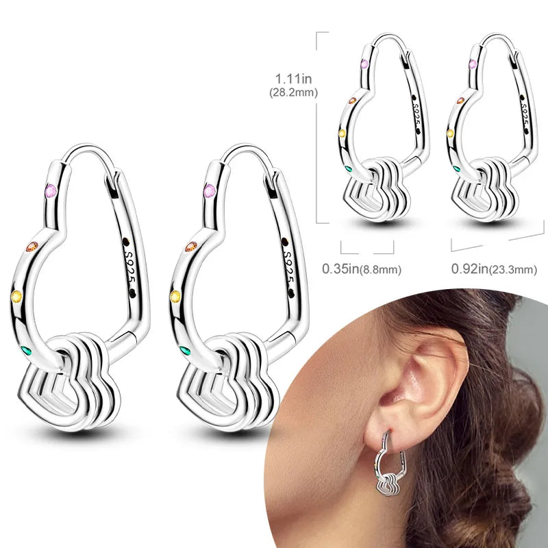 925 Sterling Silver Hoops Earrings Hypoallergenic Hoops Earrings With Zirconia Fashion High Quality Jewelry for Women Girls