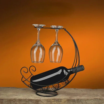 Unique Home Decor: Pirate Ship Metal Wine Rack & Glass Holder – Perfect Bar Accent!