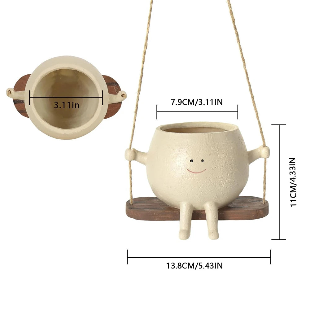 Lovely Swing Face Planter Pot - Unique Home Decor for Indoor & Outdoor Spaces