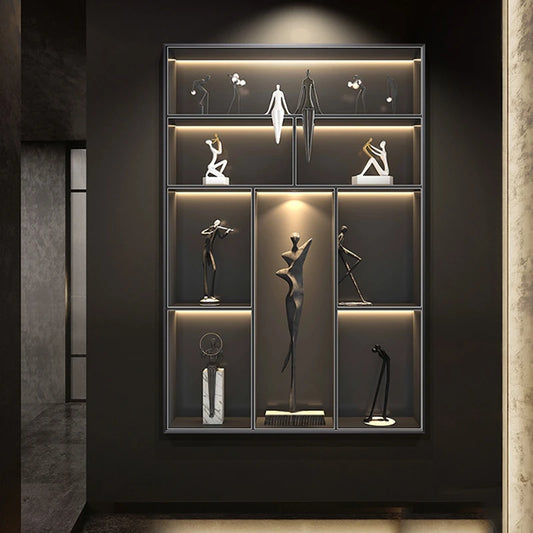 Modern LED Wall Art with Figures - Multi-Panel Decorative Lighting for Elegant Interiors