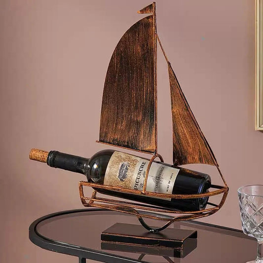 Iron Art Retro Sailing Wine Rack – Unique Home Accessories for Stylish Wine Storage