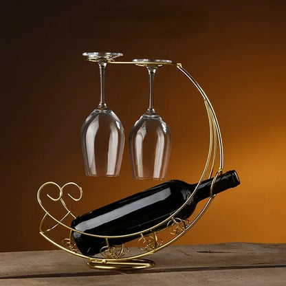 Unique Home Decor: Pirate Ship Metal Wine Rack & Glass Holder – Perfect Bar Accent!