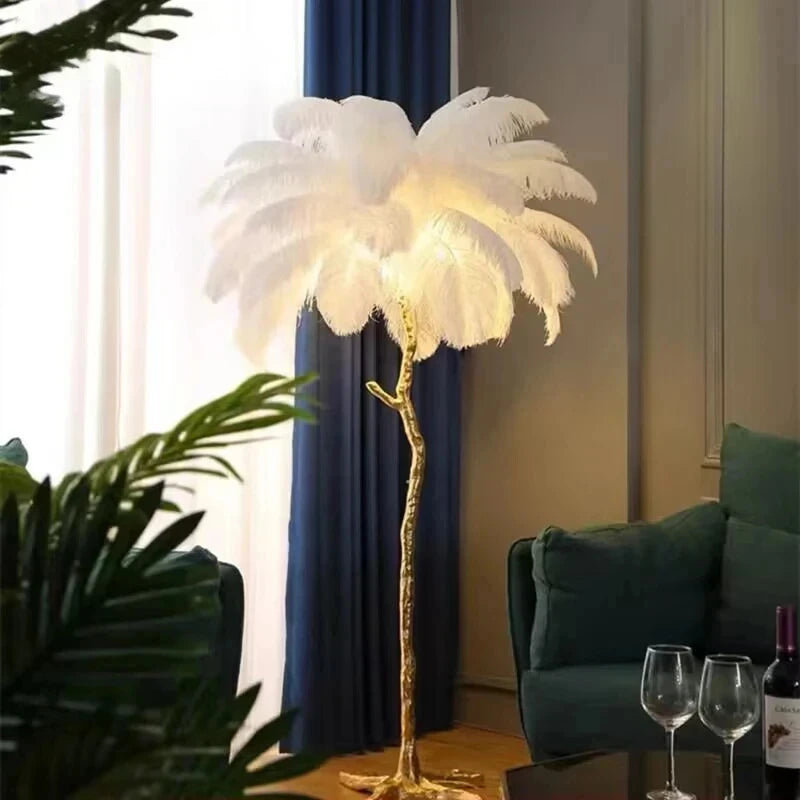 Nordic Ostrich Feather LED Floor Lamp - Elevate Your Home Decor with Luxurious Lighting