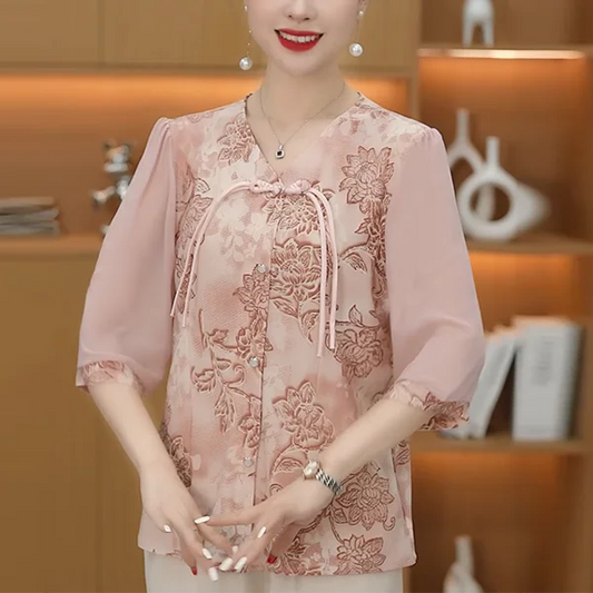 Elegant Summer Shirts for Moms  Chinese Style Blouses for Senior Women