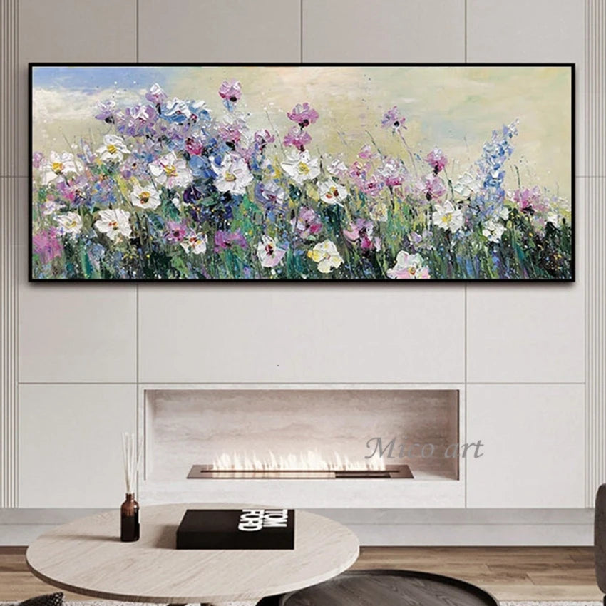 Transform Your Space with 100% Handpainted Knife Flower Oil Painting - Modern Wall Art for Home Decor