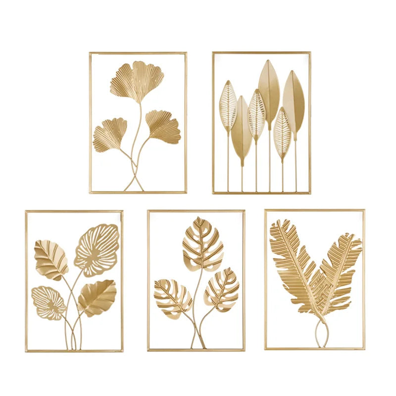 Nordic Metal Ginkgo Leaf Multi-Panel Wall Art – Elevate Your Home Decor with Modern Elegance