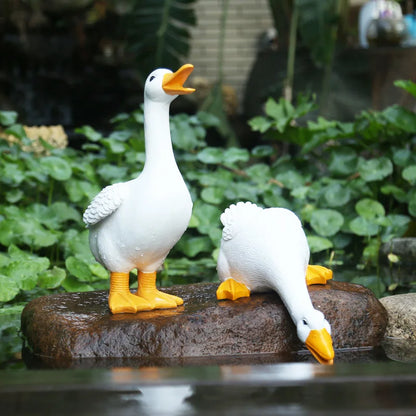 Decorative Wall Panels & Duck Figurines – Rustic Resin Animal Statues for Indoor & Outdoor Charm