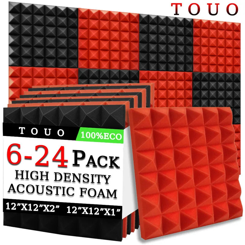 Decorative Acoustic Wall Panels - TOUO Pyramid Foam for Studio-Quality Soundproofing