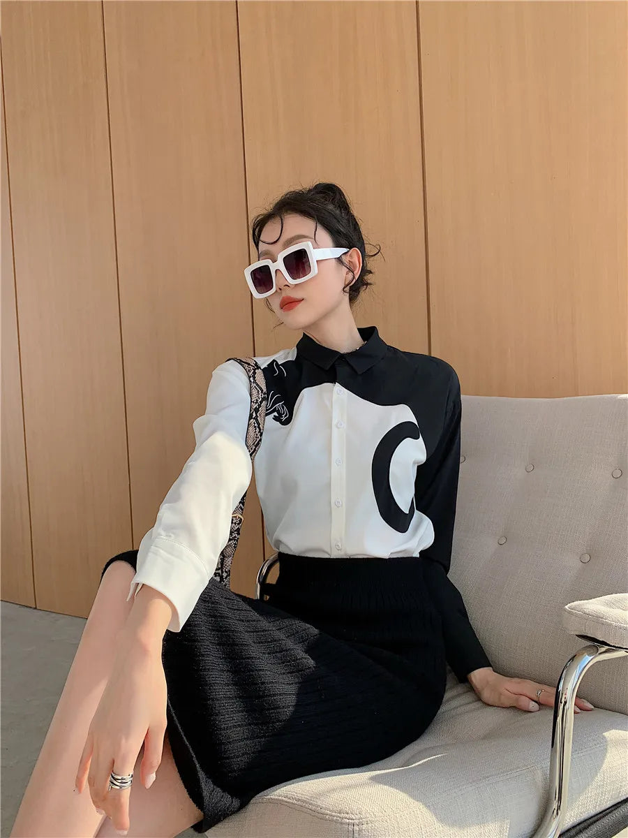 CHEERART Leopard Embroidered Long Sleeve Shirts And Blouses Women White Button Up Fall | Designer Clothes Tops Fashion