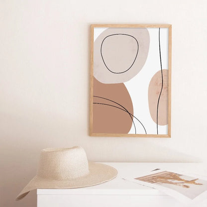 Elevate Your Home with Abstract Geometric Beige Boho Style Canvas Wall Art – Free Shipping Worldwide