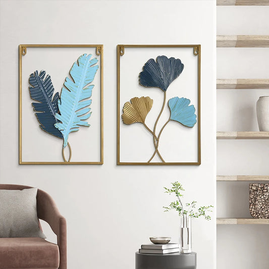 Nordic Metal Leaf Multi-Panel Wall Art – Elevate Your Home Decor with Vintage Iron Art