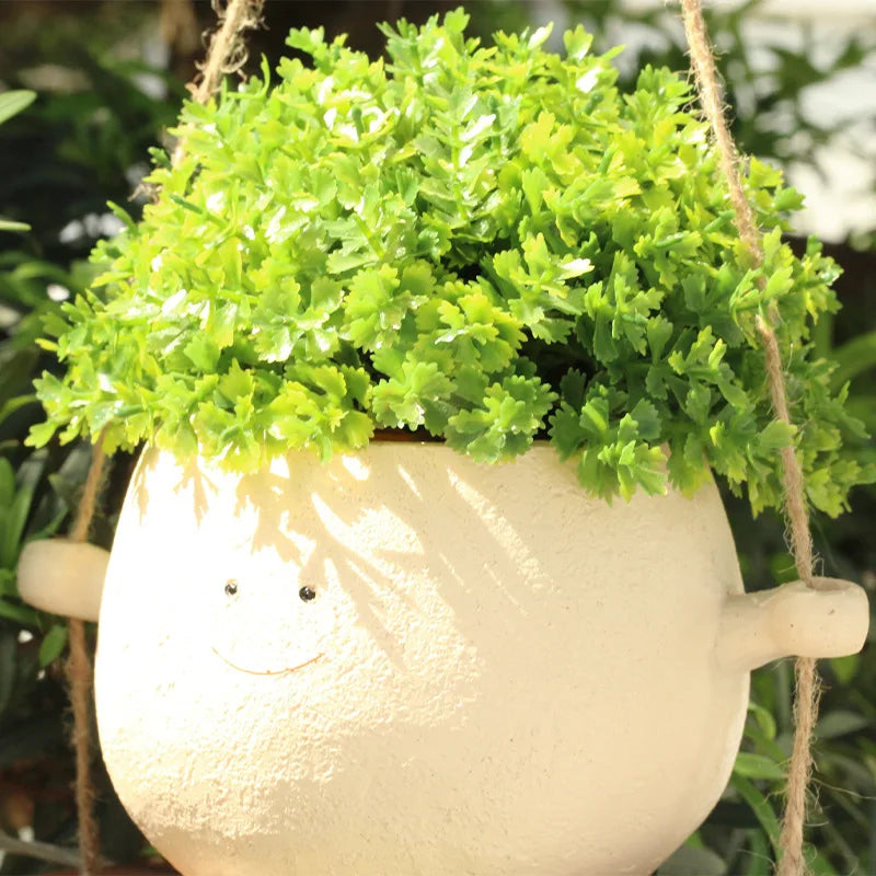 Swing Jar Flower Pot – Charming Outdoor Courtyard Pendant for Garden Decor & Gifts