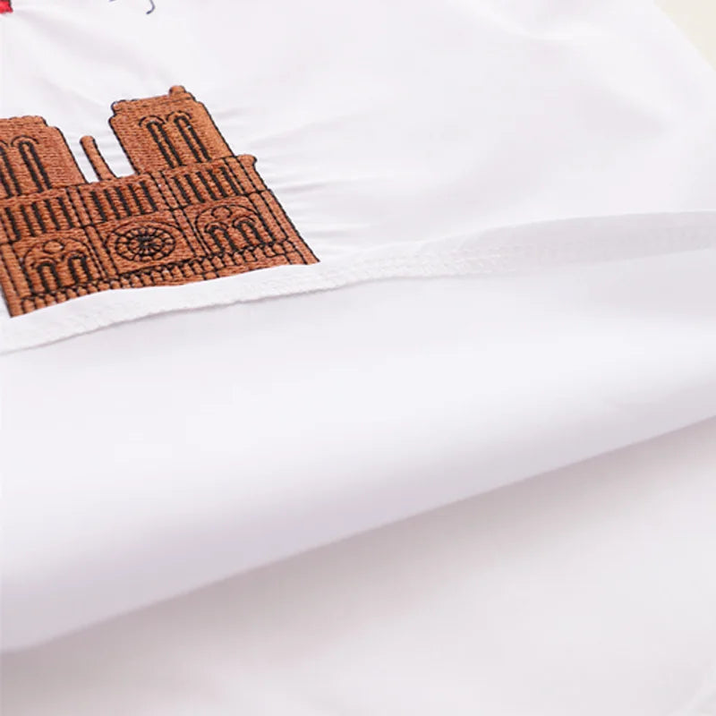 New White Shirt Casual Button Up Turn Down Collar Female Blouse Long Sleeve Cotton Blouse Embroidery Blouse Lady 5083 50