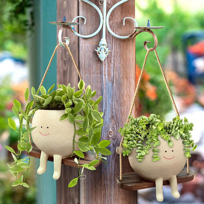 Lovely Swing Face Planter Pot - Unique Home Decor for Indoor & Outdoor Spaces