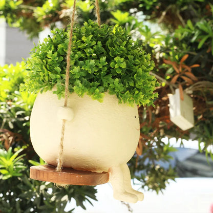 Swing Jar Flower Pot – Charming Outdoor Courtyard Pendant for Garden Decor & Gifts