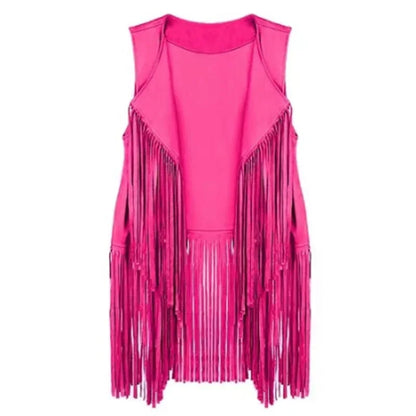 Summer New Deer Leather Vest Women's Solid Color Elegant Fringed Cardigan Sleeveless Casual Women's Style Top Amazon Best Seller