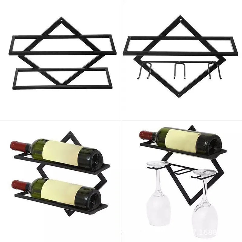 Unique Home Decor: Wall Mounted Wine Storage Rack – Sleek Metal Display for Bar & Home!