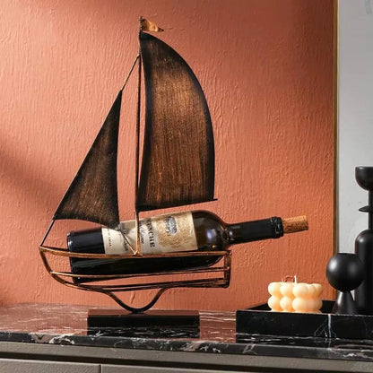 Iron Art Retro Sailing Wine Rack – Unique Home Accessories for Stylish Wine Storage