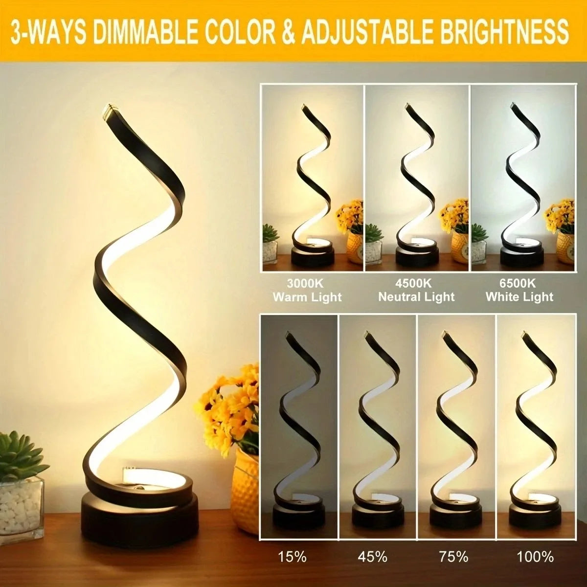 Modern Spiral LED Table Lamp: The Perfect Home Accessory for Living Rooms, Bedrooms, and Offices