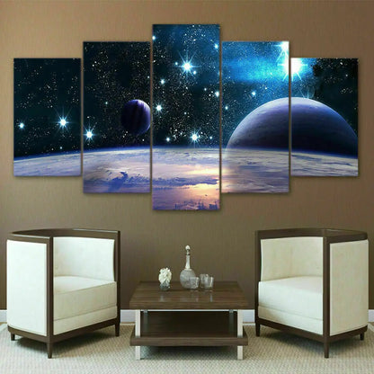 Outer Space Planets Universe Galaxy 5 Piece Canvas Wall Art