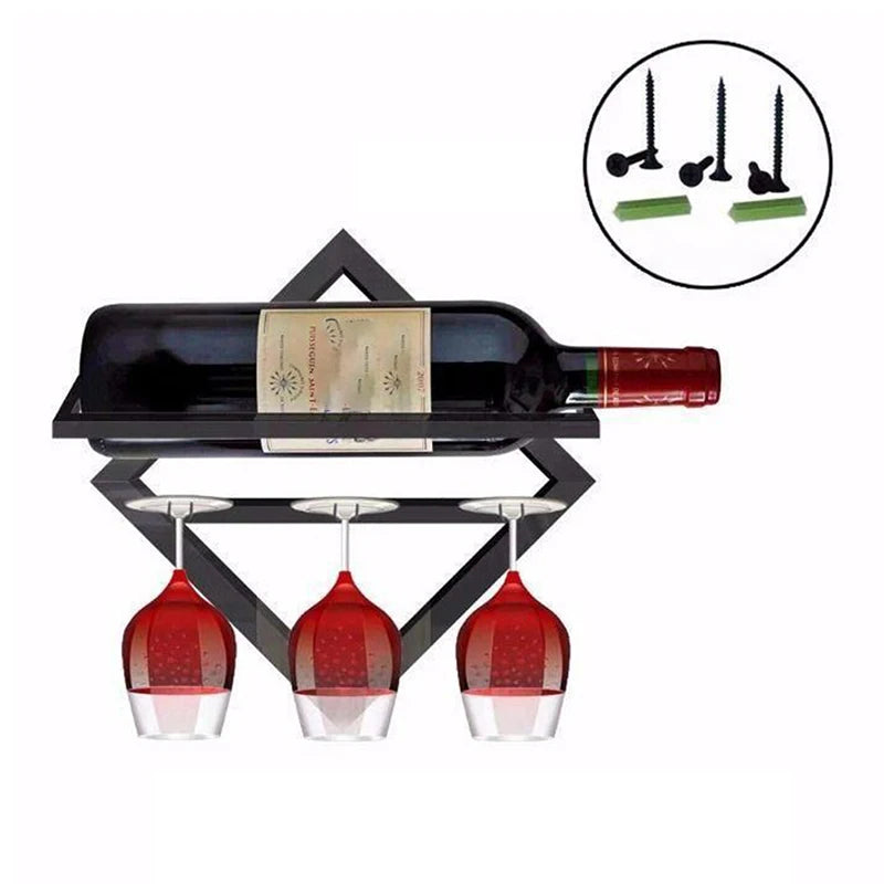 Unique Home Decor: Wall Mounted Wine Storage Rack – Sleek Metal Display for Bar & Home!