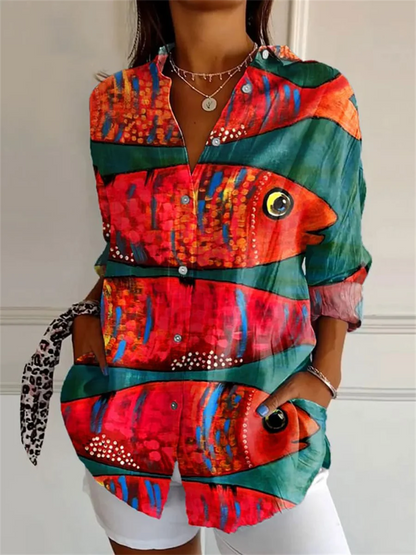 Women's Shirts and Tops Elegant Floral Shirt Octopus 3D Printing High Quality Long Sleeve Fashion Plus Size Women's Shirts