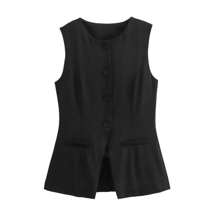 White Sleeveless Vest Women Button Summer Vests for Women Jackets Pink Vest Top Women Streetwear Women's Tailored Vest