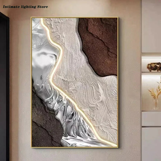 Modern Abstract LED Wall Art - Illuminated Multi-Panel Canvas for Luxurious Interiors