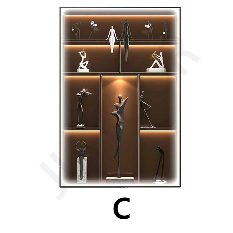 Modern LED Wall Art with Figures - Multi-Panel Decorative Lighting for Elegant Interiors