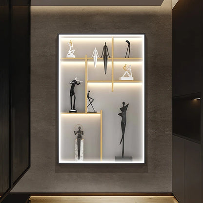 Modern LED Wall Art with Figures - Multi-Panel Decorative Lighting for Elegant Interiors