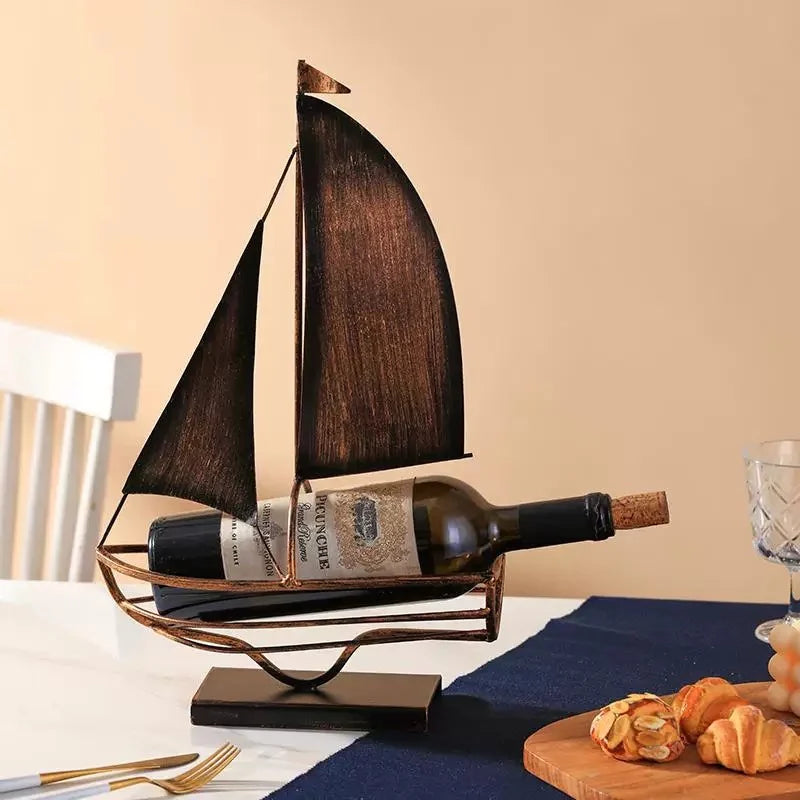 Iron Art Retro Sailing Wine Rack – Unique Home Accessories for Stylish Wine Storage