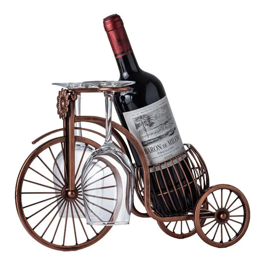 Unique Home Decor: Vintage Metal Wine Rack with Bottle and Glass Holder – Elegant Bar Accent