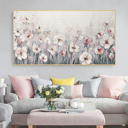 Transform Your Space with 100% Handpainted Knife Flower Oil Painting - Modern Wall Art for Home Decor