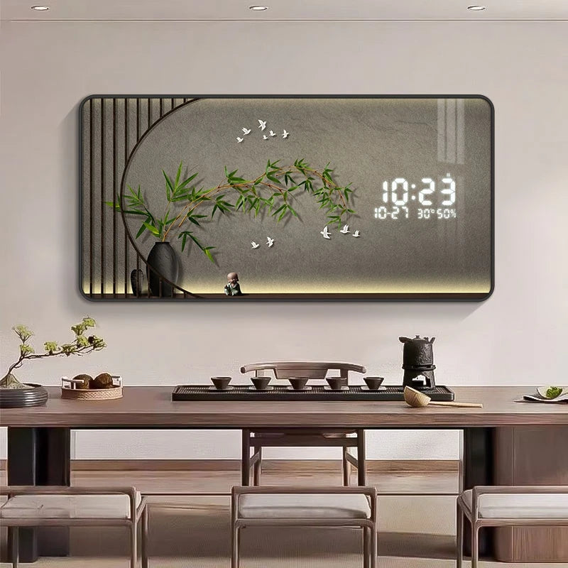 Luxury Digital Wall Clock with Calendar - Modern Home Decor for Living Room & Bedroom