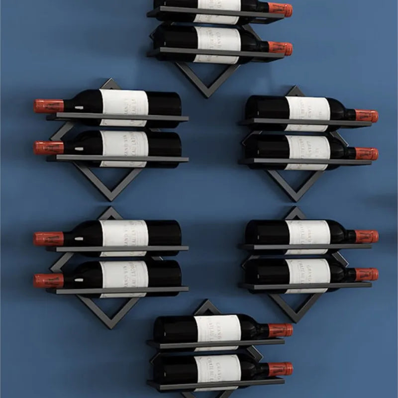 Unique Home Decor: Wall Mounted Wine Storage Rack – Sleek Metal Display for Bar & Home!