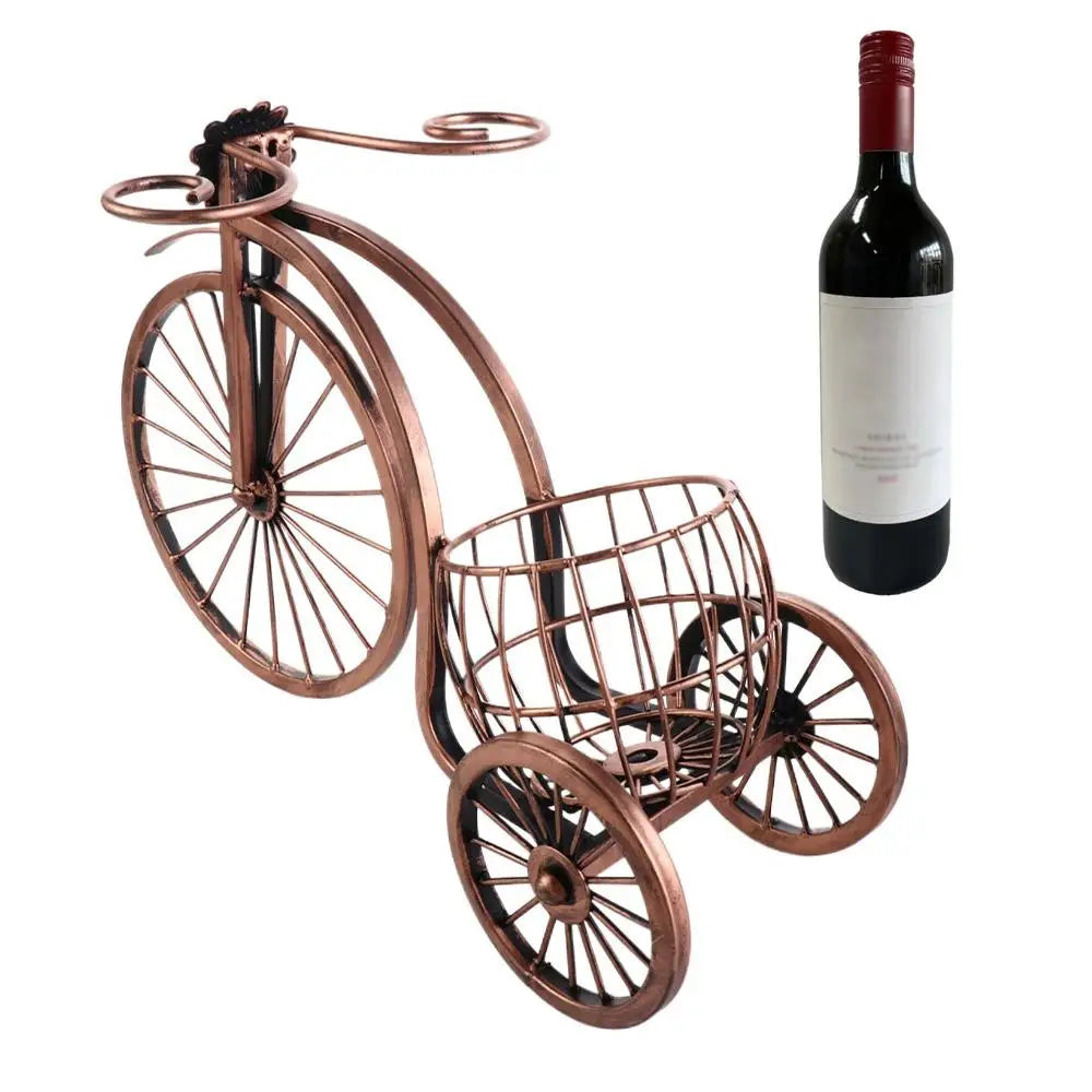 Unique Home Decor: European Retro Tricycle Wine Rack – Vintage Metal Display for Bar & Home