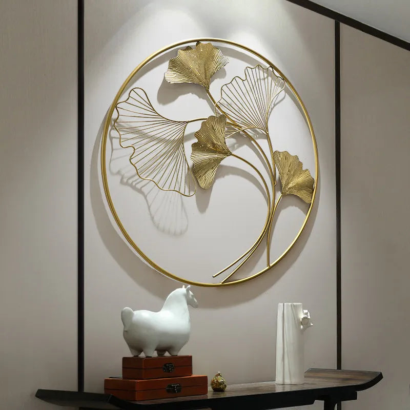 Elegant Chinese Ginkgo Leaf Metal Wall Art – Transform Your Home with Luxury Wall Decor