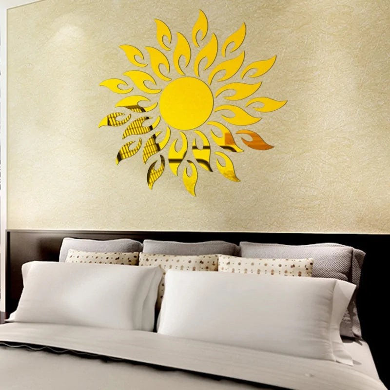 Brighten Your Space with Sun Shaped Mirror Wall Stickers - Stunning Home Decor with Free Shipping!