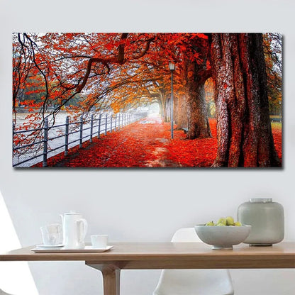 Elevate Your Home Decor with Modern Art Red Forest Landscape Wall Pictures