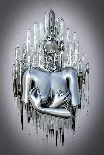 Romantic Metal Statue Art Canvas - Modern Abstract Wall Decor for Living Rooms