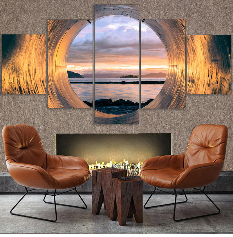 Stunning Multi-Panel Sunset Tube Seascape Canvas Art - Perfect Home Decor for Living Rooms