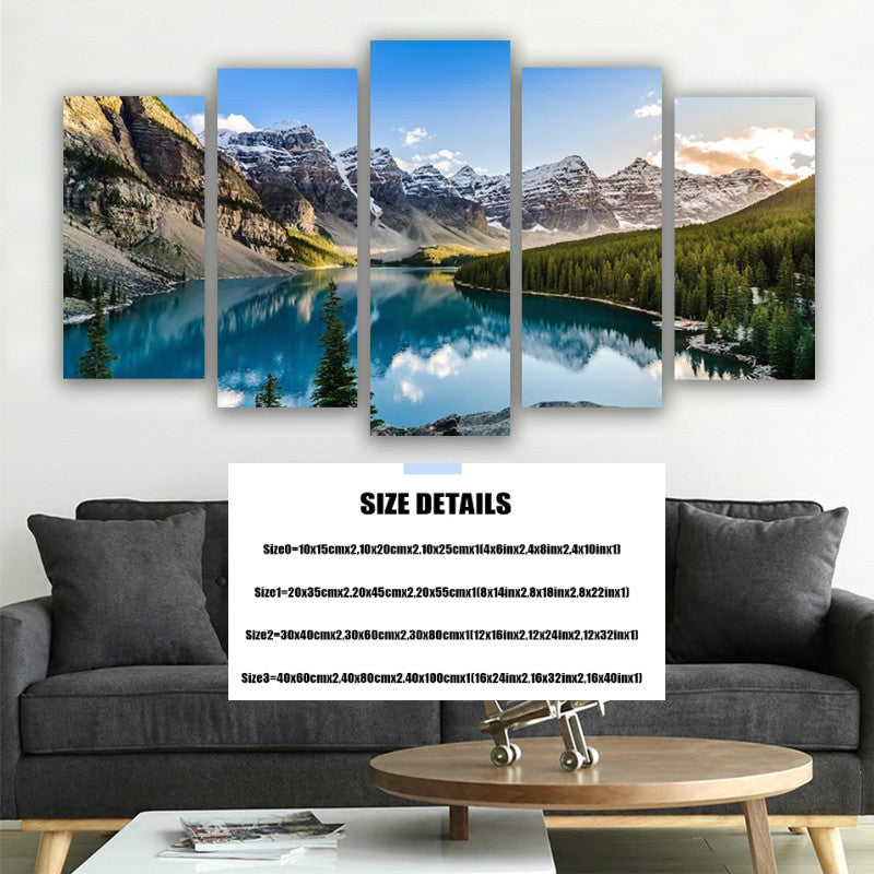 5 Piece Canvas Wall Arts Moraine Lake and Mountain Living Room Modular Modern Picture Home Decor