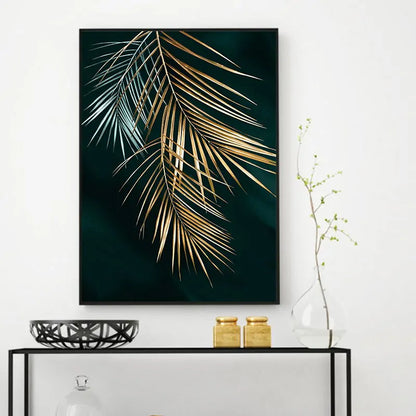 Elevate Your Home Decor with Abstract Golden Plant Leaves Multi Panel Wall Art