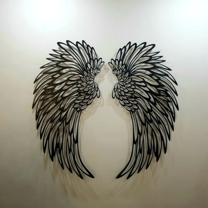 Stunning Carved Metal Wall Decor with Light | Angel Wings Decoration for Home