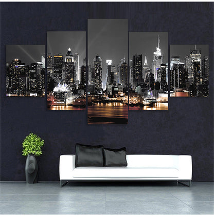 Wall Painting Canvas New York City Architecture Landscape Print Night View Poster Home Decor