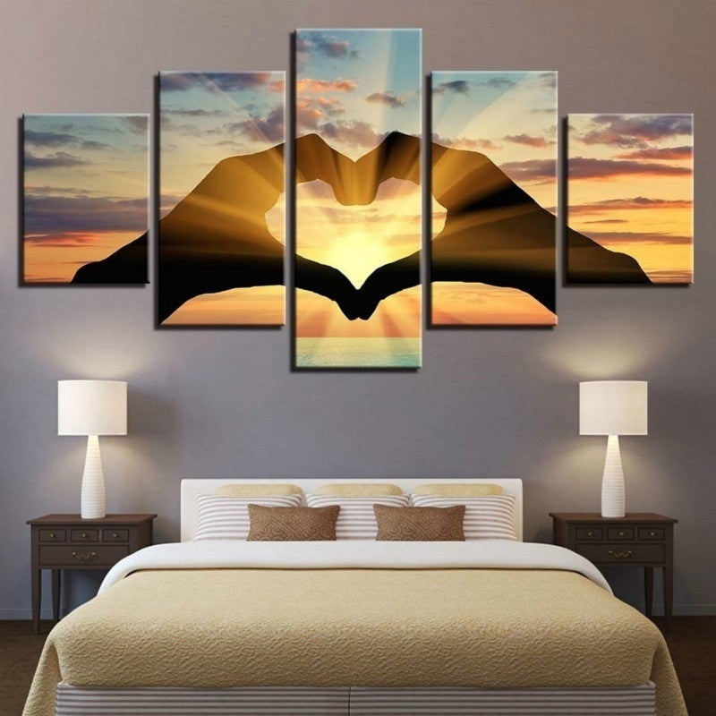 Love Sunrise Canvas Painting Modern Landscape Poster Decoration