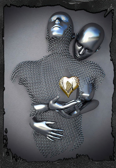 Romantic Metal Statue Art Canvas - Modern Abstract Wall Decor for Living Rooms