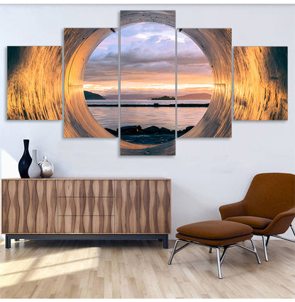 Stunning Multi-Panel Sunset Tube Seascape Canvas Art - Perfect Home Decor for Living Rooms