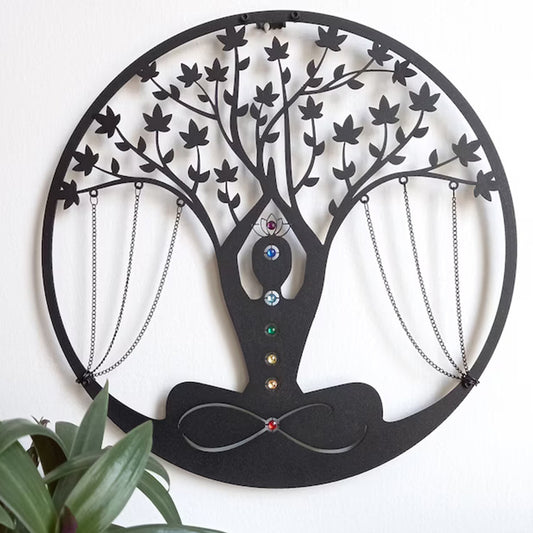 Elegant Yoga Meditation Wall Hanging | Handmade Iron Art Decor for Home