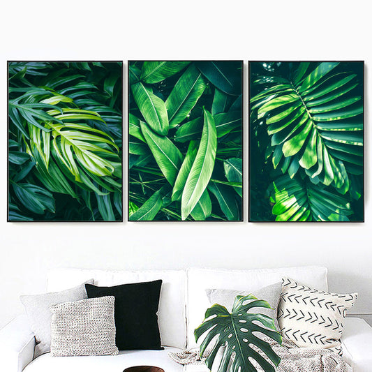 Exquisite Green Plant Canvas Paintings - Perfect for Living Room Decor